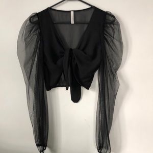 Black sheer crop top